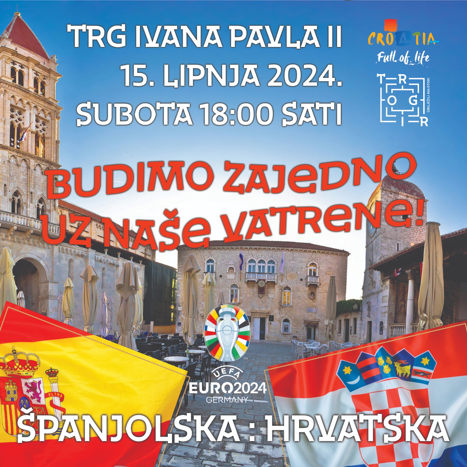 Prijenos utakmice Hrvatska – Španjolska na Trgu Ivana Pavla II