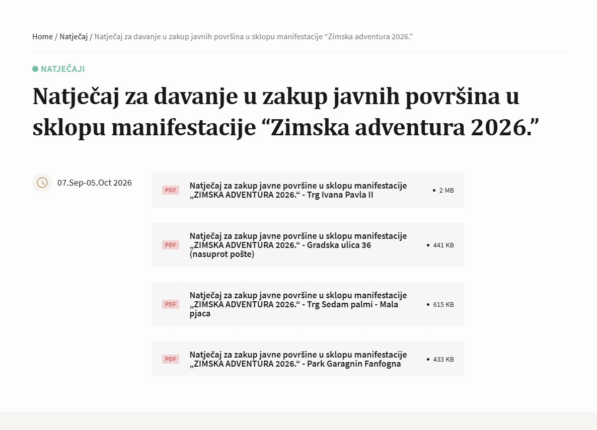 ZIMSKA ADVENTURA 2026. – JAVNI NATJEČAJ